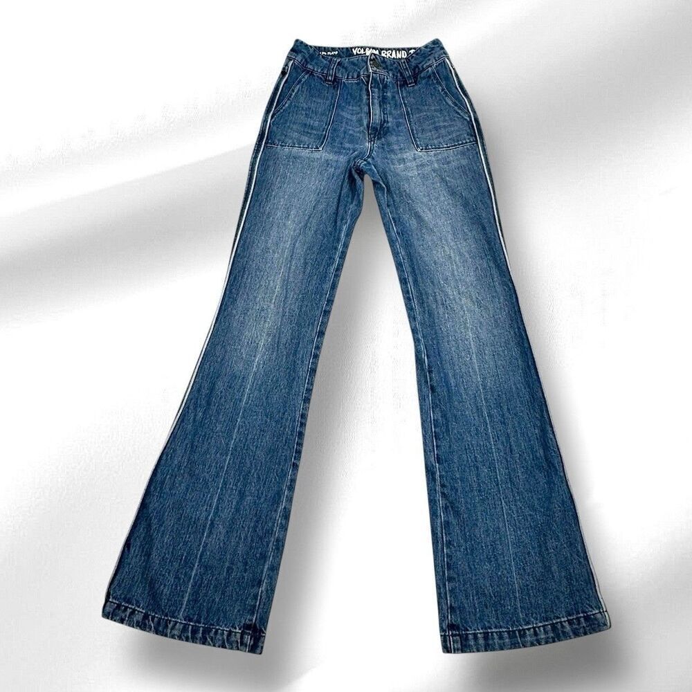 Vintage 90s Volcom Wide Leg Flare High Rise Flare Denim Jeans Women’s Size 1